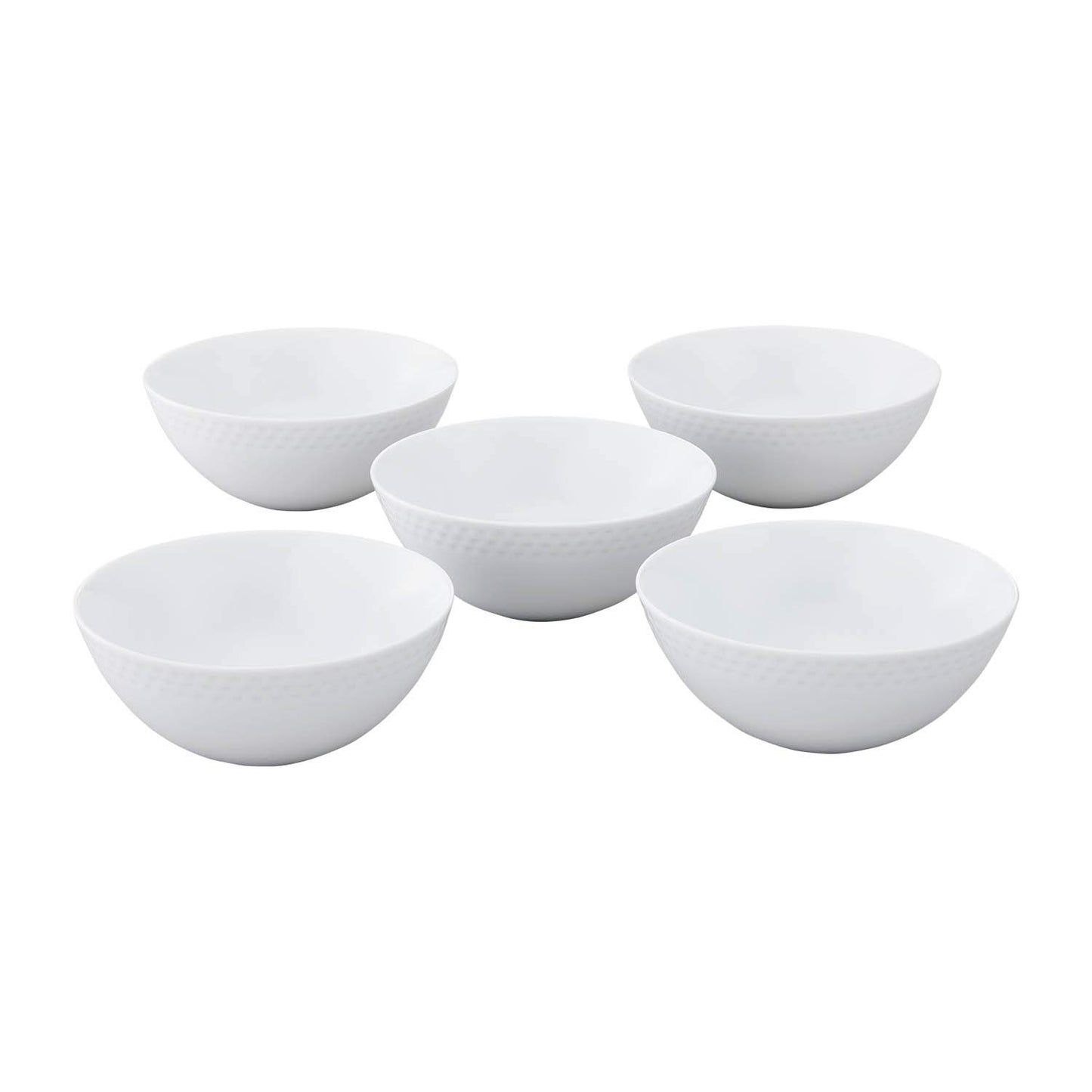 Noritake F5306L/1610 Bowl Set, 5.5 inches (14 cm), 16.2 fl oz (490 cc), Lismo White, Microwave Safe, Dishwasher Safe, 5 Pieces, Fine Porcelain