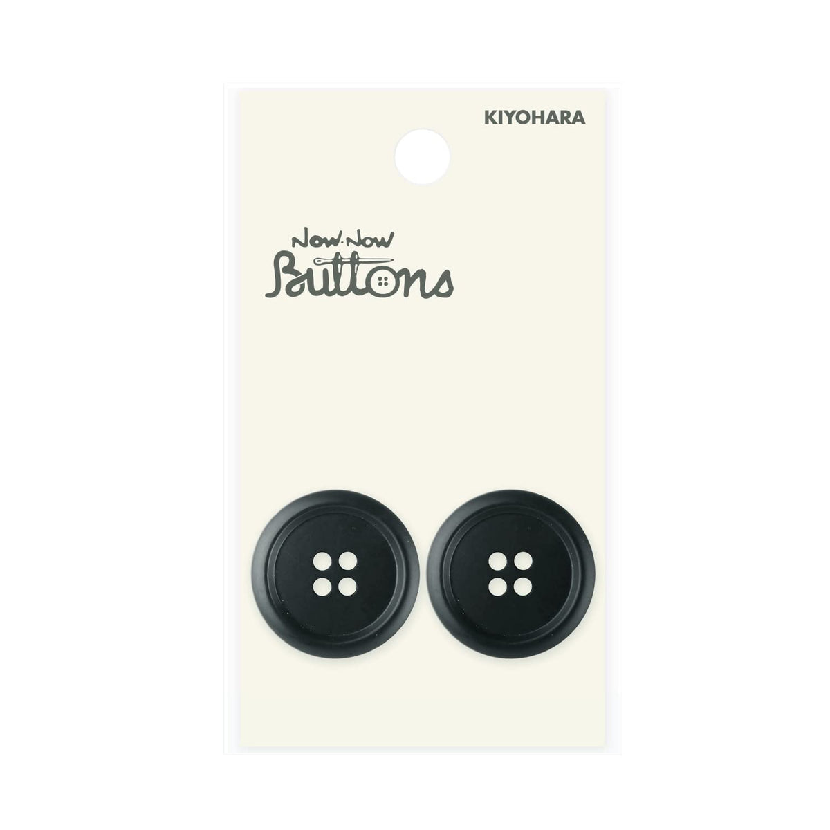KIYOHARA NWN2475 Now Now Button Buffalo Style Buttons, 4 Holes, Set of 2, Diameter 0.9 inches (23 mm), Black