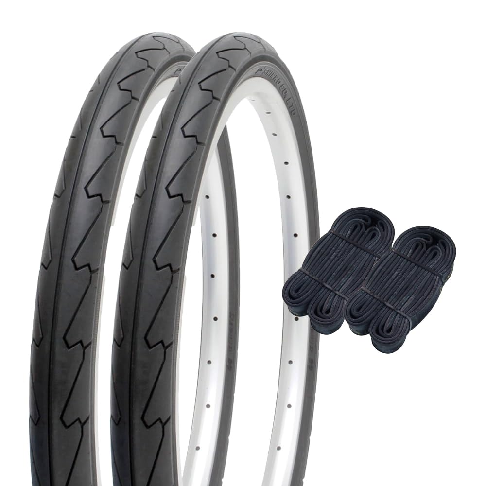 Shinko SR076 60098 18 Inch Bicycle Tire Tube, Set of 2, Pair Wound, Slick Tires, 18 x 1.75 Inches, Black