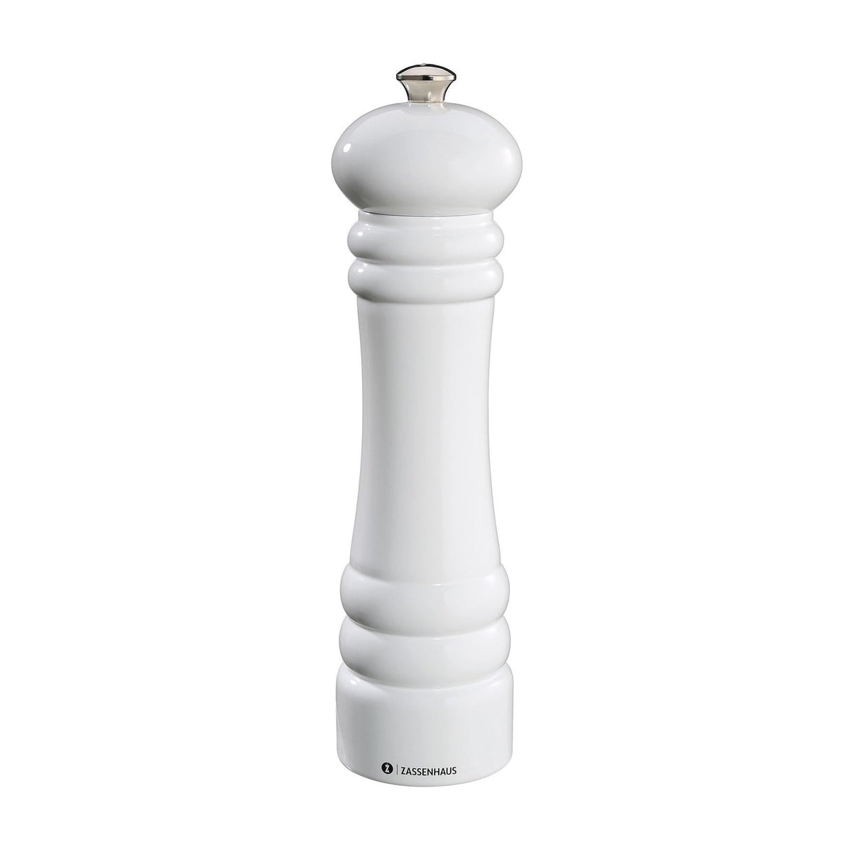 ZASS4|#Zassenhaus Berlin Pepper Mill, Wood, Gloss White, 5.5x5.5x24 cm