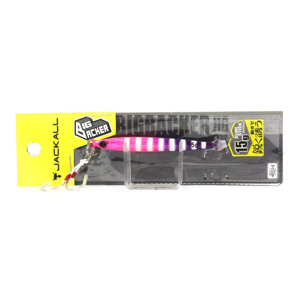 JACKALL Metal Jig, Big Backer, 0.5 oz (15 g), Glow Pink & Purple, Lens Holo.