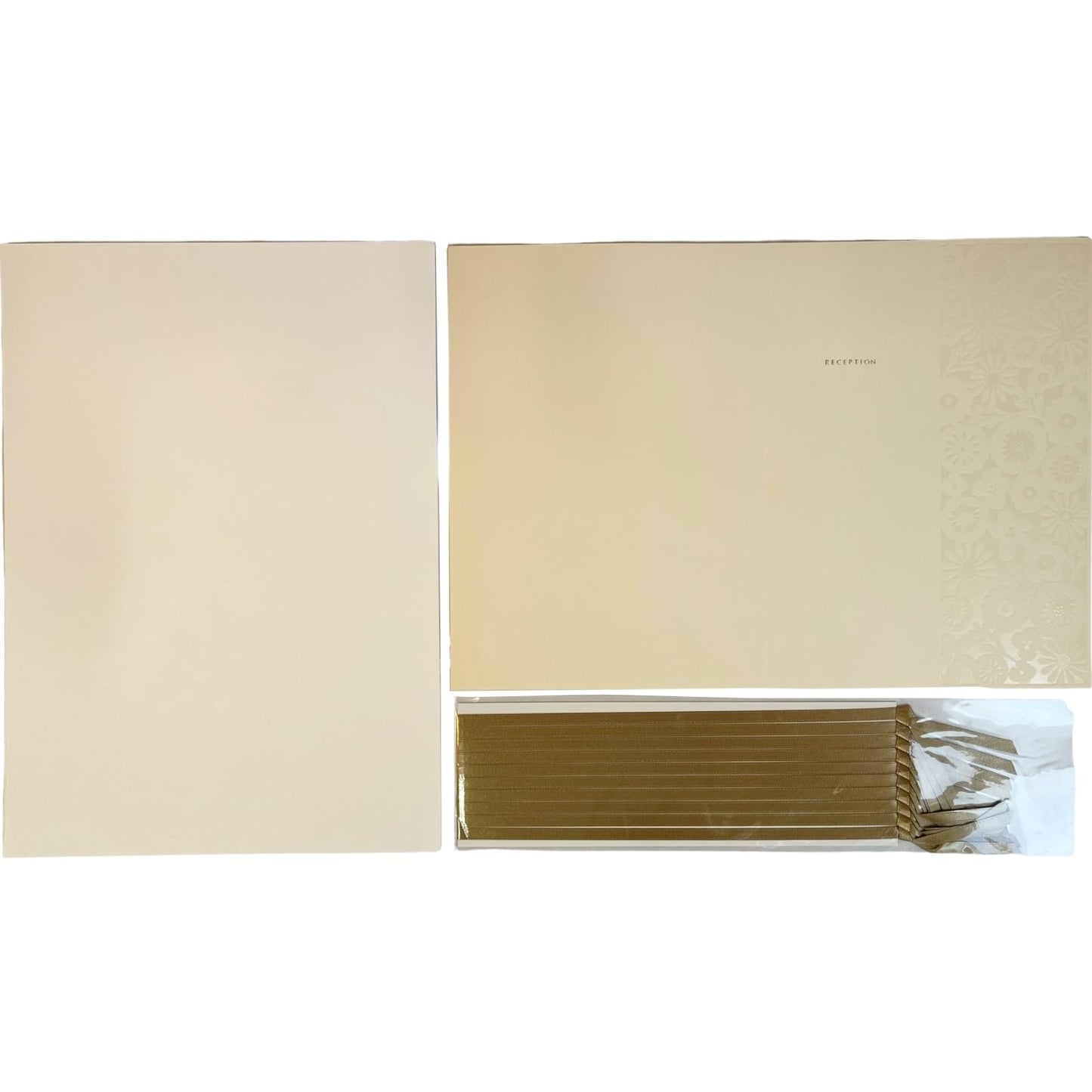 Q-FLA 835124 Place Table Set, Wedding, Cover, Inner Paper, and Satin Ribbon, 10 Each, Full Reel, Cream, Place Cards, Parties, Handmade, Wedding Bridal