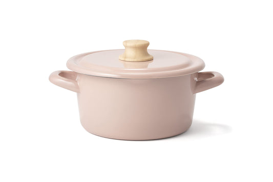 FUJIHORO Enamel 2.4 Qt Casserole | Cotton Series, Ash Pink | 2.7 LB