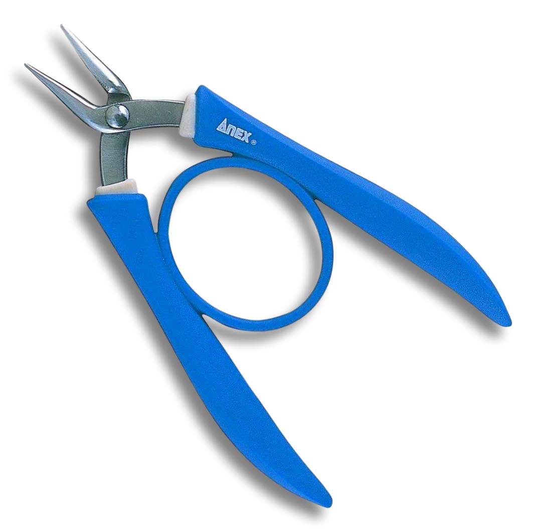 ANEX Chain Nose Pliers for Jewelry Making Flat Nose, Professional Jewlery Pliers, Blue, Made in Japan