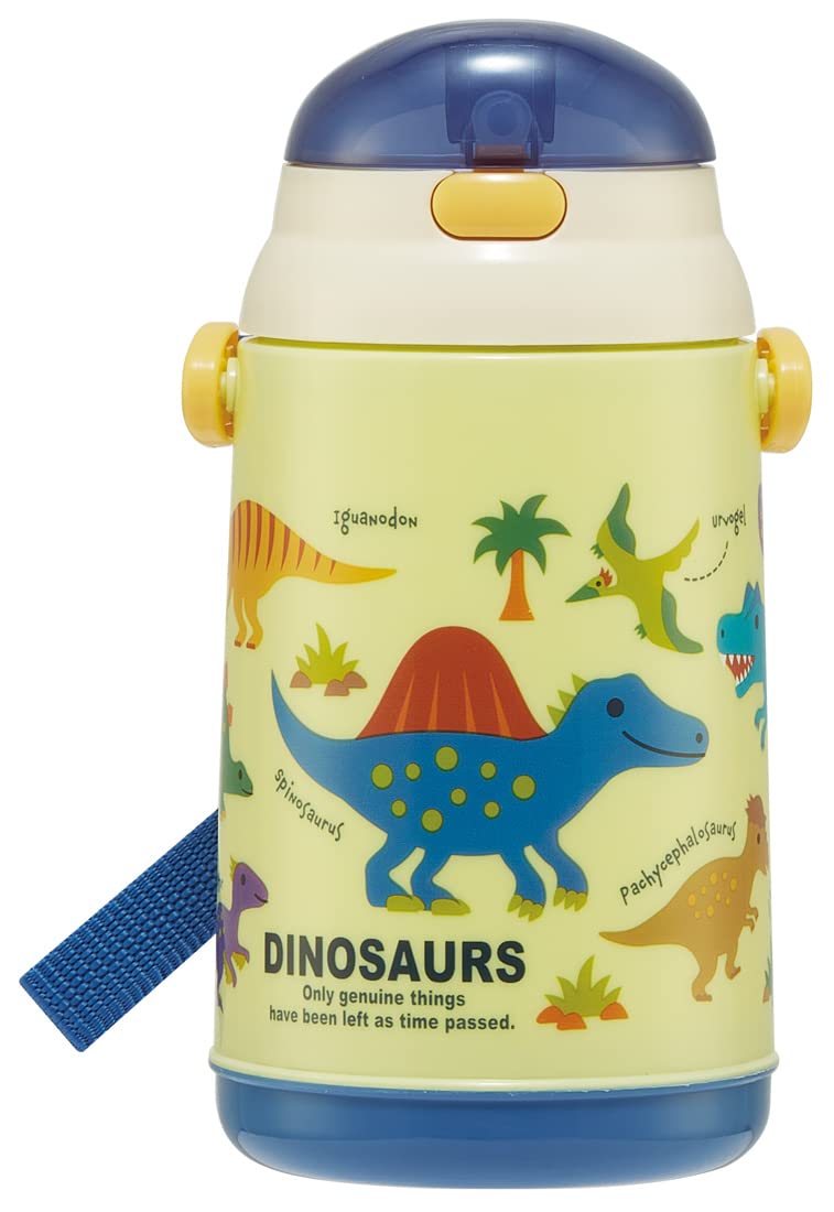 Skater SSH4C-A Dinosaurus Picture Water Bottle with Straw, Push Open Type, 13.5 fl oz (400 ml)