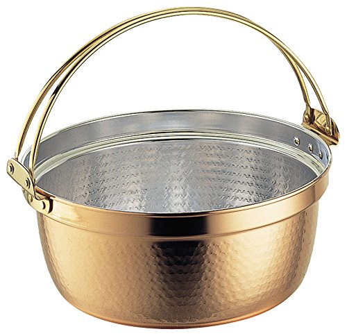 Wadasuke Seisakusho 3451-0361 Copper Cooking Pot with Tsures, 14.2 inches (36 cm)