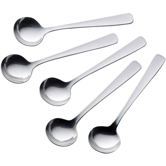 Shimomura Kihan TSUBAME 43075 Coffee Spoon, Round, Total Length 4.7 inches (12 cm), Stainless Steel, Set of 5, Made in Japan