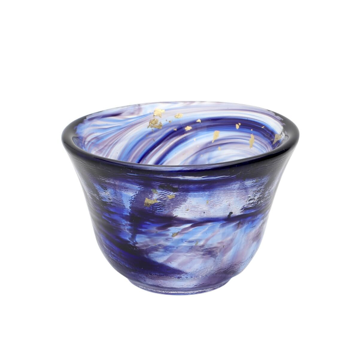 World Create Indigo Flower Edo Kiriko Foil Ink Nagashi Guinomi, Size: Approx. φ2.6 inches (6.5 cm), H1.7 inches (4.5 cm), 30526