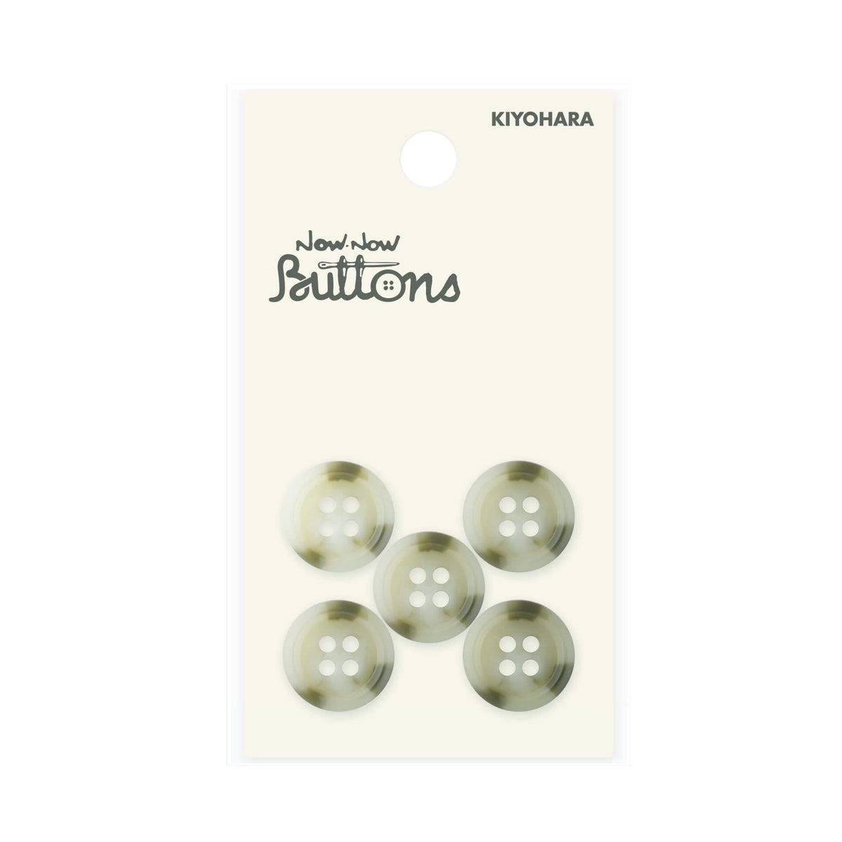 KIYOHARA NWN2484 Now Now Now Buttons, Buffalo Style, 4 Holes, 5 Pieces, Diameter 0.6 inches (15 mm), Beige