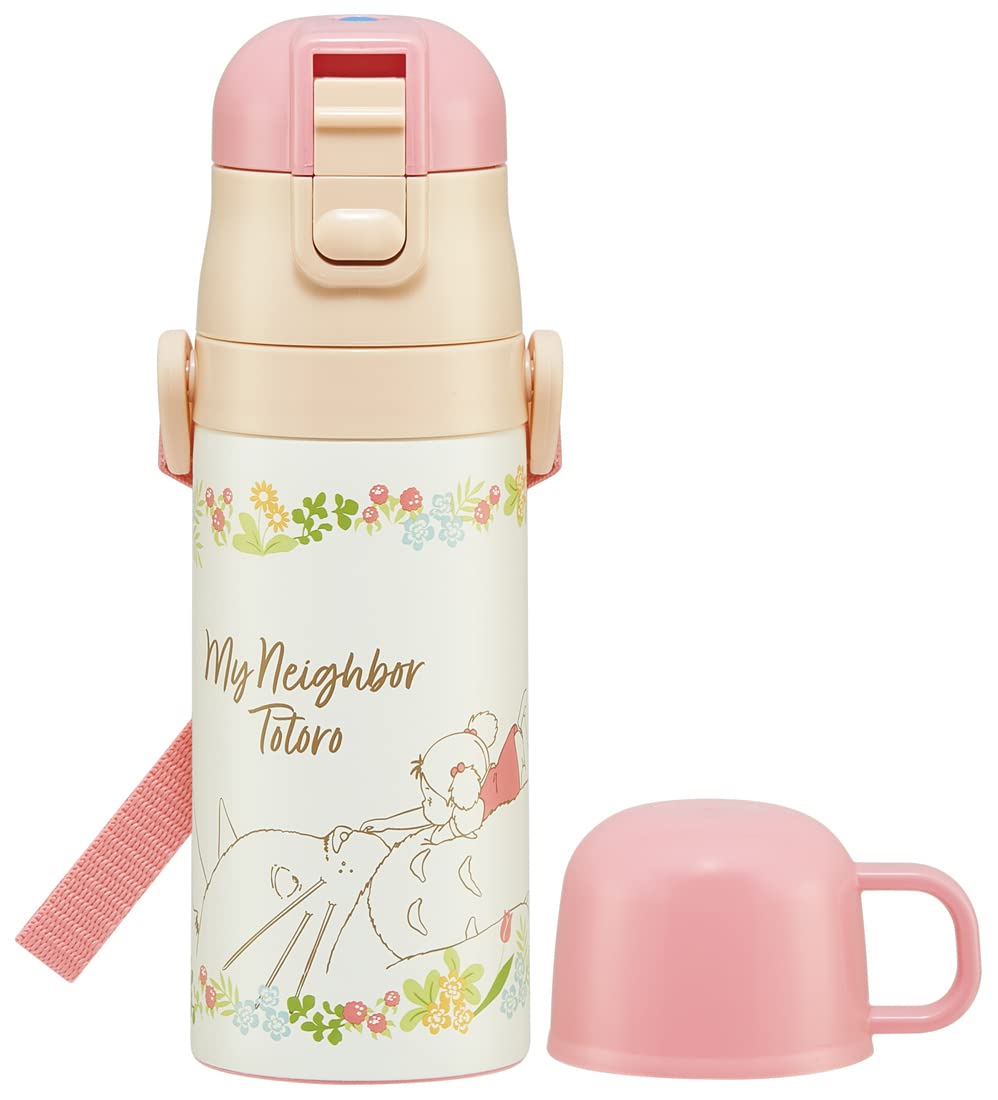 Skater SKDC3-A Children's Stainless Steel Water Bottle, 2-Way Direct Drinking, 14.2 fl oz (420 ml), Cup Drinking 11.8 fl oz (350 ml), Totoro Mei, Lightweight Type, For Girls, Heat Retention, Cold