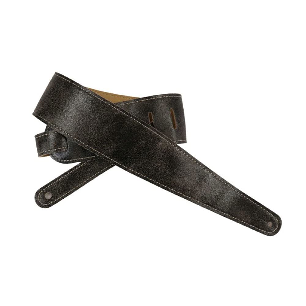 LM Products Relic Leather 2.875-inch Wide Guitar Strap - Black