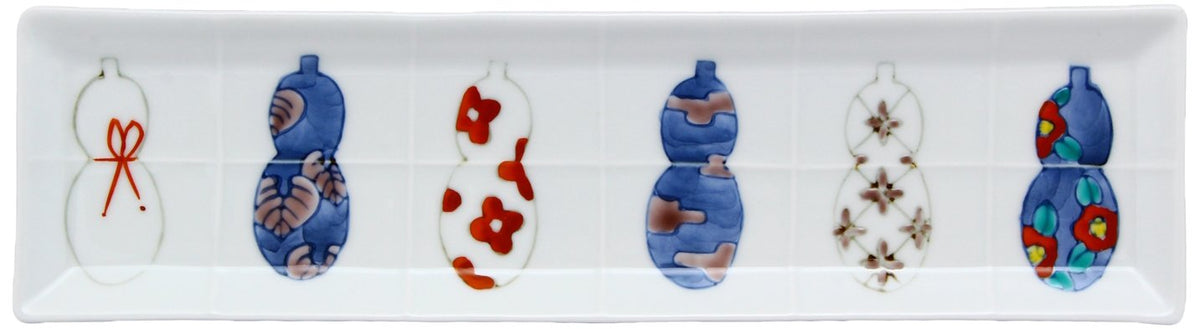 Imari Ware 03706 Tokunaga Kiln Appetizer Tray (with Presentation Box), Dyed Nishiki Six Gourd
