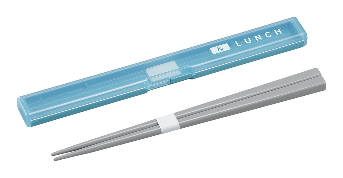 OSK HS-18 Bento Box, Slim Chopsticks Case Set, Stock & Lunch, Blue, Chopsticks 7.1 inches (18 cm), No Crunchy Sound, Made in Japan, Dishwasher Safe