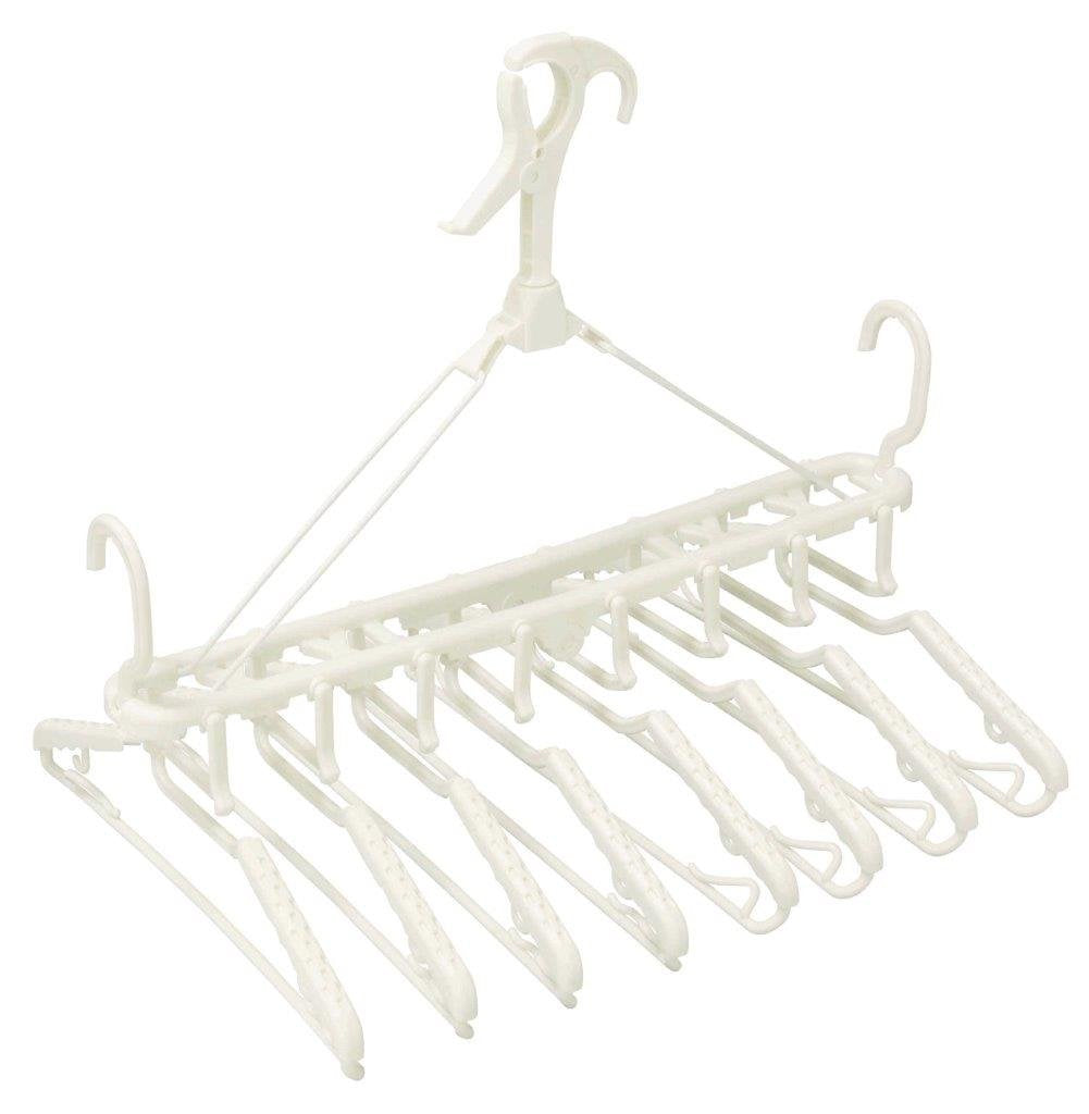 OHE Polypropylene Laundry Clothes Drying Hanger, White, Approx. Length 15.2 x Width 20.9 x Depth 18.5 inches (38.5 x 53 x 47 cm), HOS 8 Tiers, for Verandas, Can Be Dried at Handrail Height