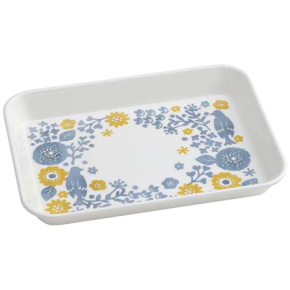 Skater MTSI5-A Small Plate, Melamine, Mini Plate, System, Tableware, L, Tray, Plate, 8.7 x 6.4 inches (22.2 x 16.2 cm), Flower and Bird