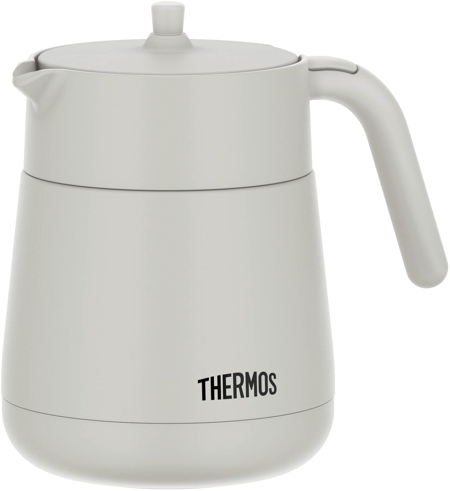 Thermos TTE-700 LGY Vacuum Insulated Teapot with Strainer, 23.7 fl oz (700 ml), Light Gray