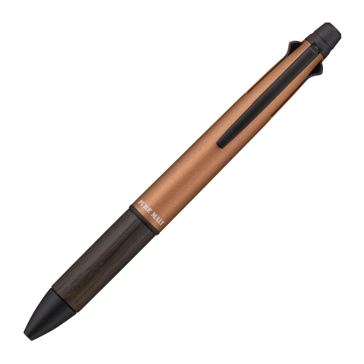Uni Pure Malt Jetstream Inside 4&1 Multifunction Pen with Oak Wood Grip, 0.5 mm Oil-Based Inks (Black/Red/Blue/Green) & 0.5 mm Pencil, Amber Orange, MSXE520050520