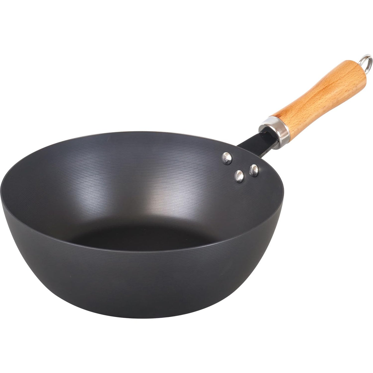 Wahei Freiz RB-3281 Nagayoshi Nagayoshi Nagayoshi Nitrided Iron Frying Pan, Deep Type, 9.4 inches (24 cm), No Need for Empty Frying, Ready to Use, IH Compatible, Made in Japan