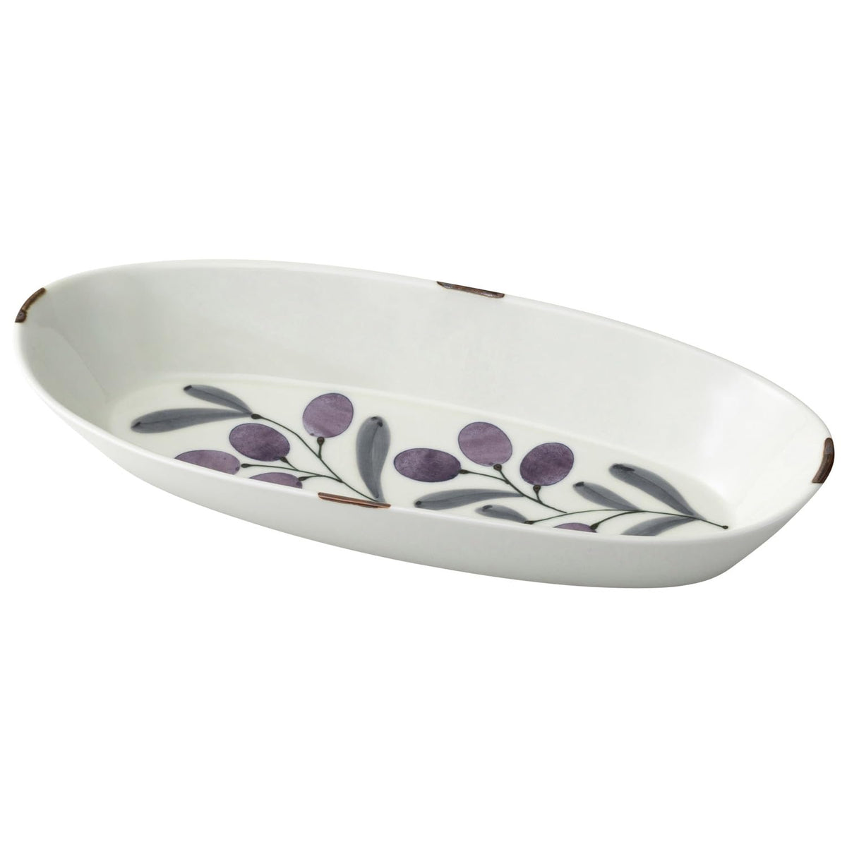 Hasamiyaki 25302 Plate, Plate, Purple, Capacity: Approx. 23.7 fl oz (700 ml), Olive Purple, Microwave Safe, Dishwasher Safe