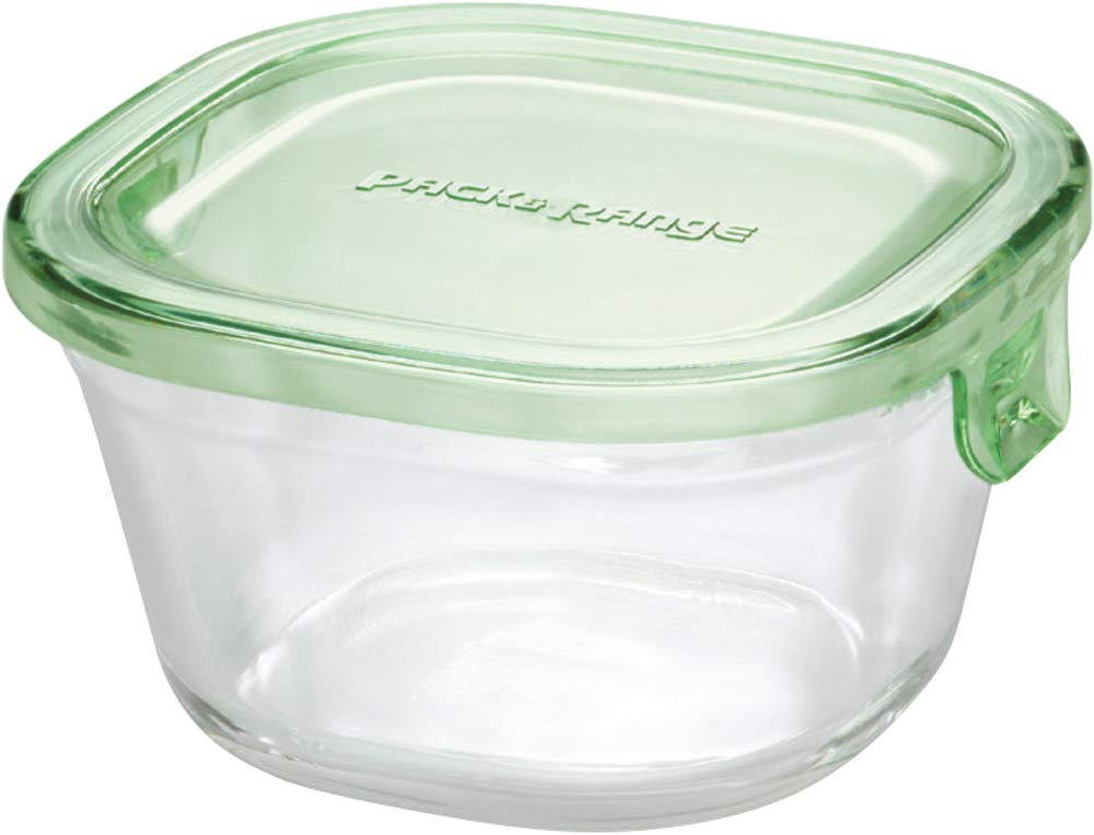 iwaki KC3200-G Heat-resistant Glass Storage Container, Green, Square Shape, SS 7.8 fl oz (200 ml), Pack & Range