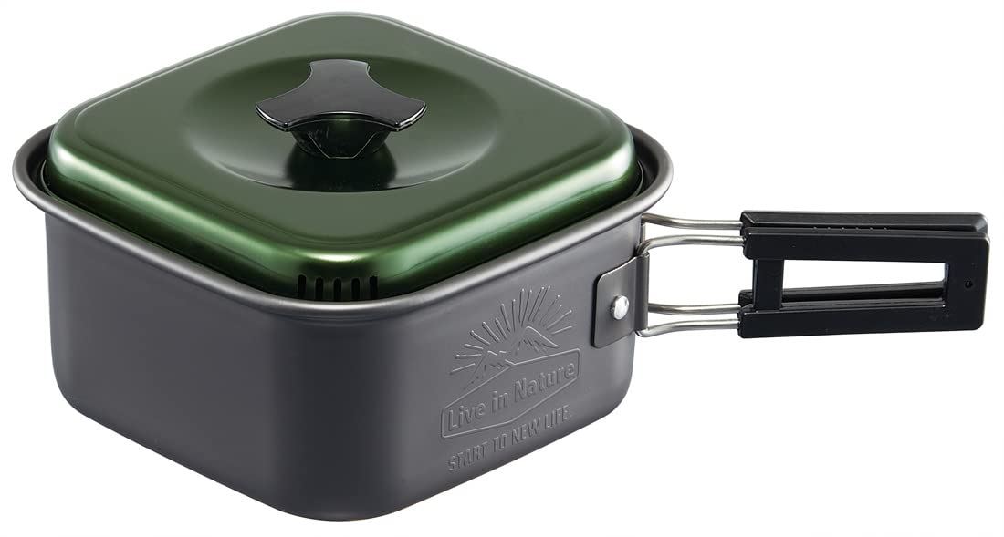 Skater ANC1-A Aluminum Square Shaped Ramen Cooker, 1.2 L (1.2 L), Green, For Outdoor Activities, Camping
