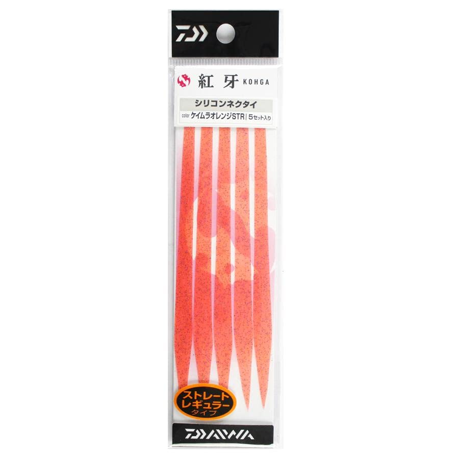 DAIWA Tailaba Red Fang Silicone Tie, STR (Straight), Keimura Orange Glitter Lure