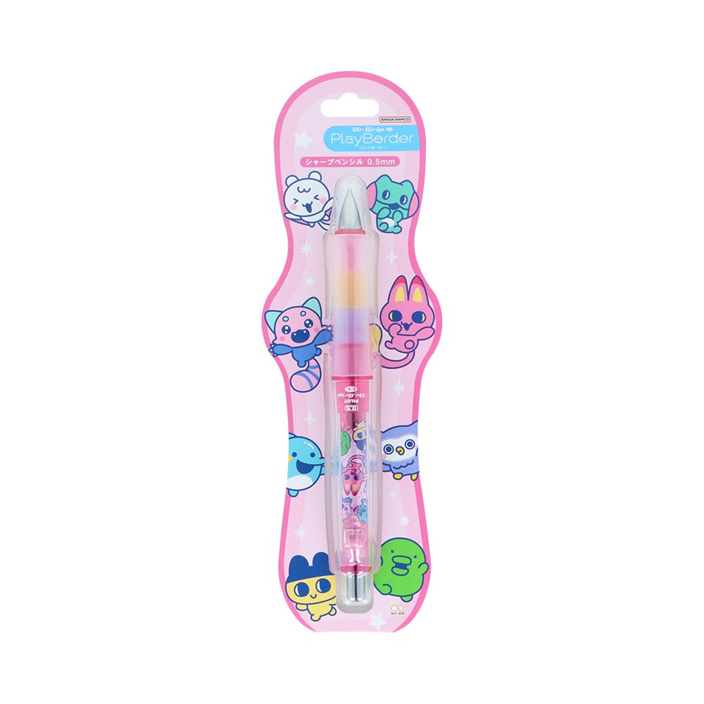 Sun-Star Stationery S4660170 Tamagotchi Goods, Mechanical Pencil, Dr. Grip, CL Play Border, 0.5, Pink