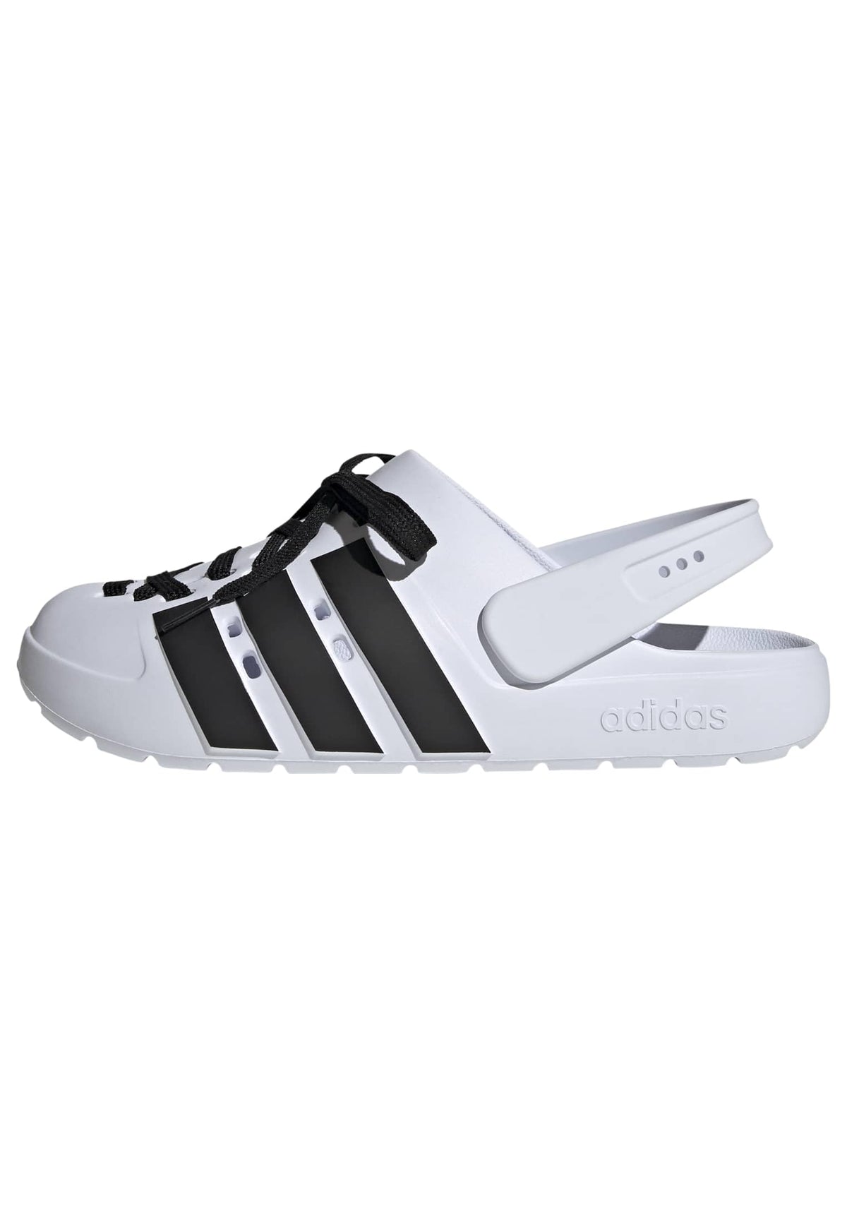 adidas Unisex-Adult Adilette Clog 2.0, White/Black/Gold Metallic, 7