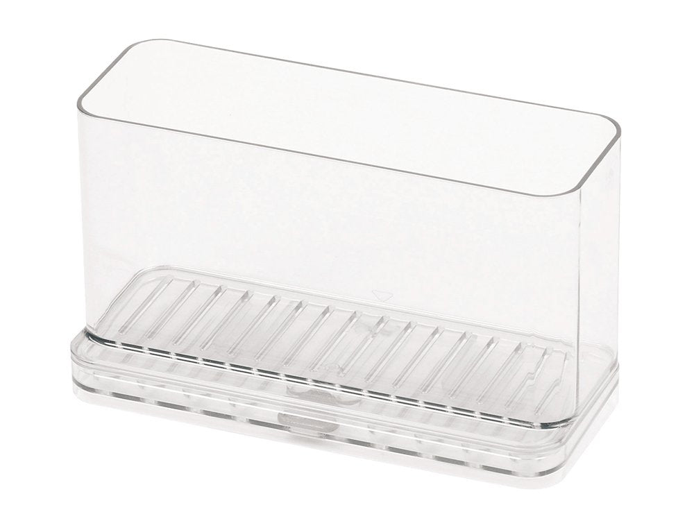 Pearl Metal HB-3806 Dish Drying Rack Accessory, Clear, W 7.9 x D 3.3 x H 4.5 inches (20 x 8.5 x 11.5 cm) (not including suction cup), Detergent and Sponge Rack (Clear)