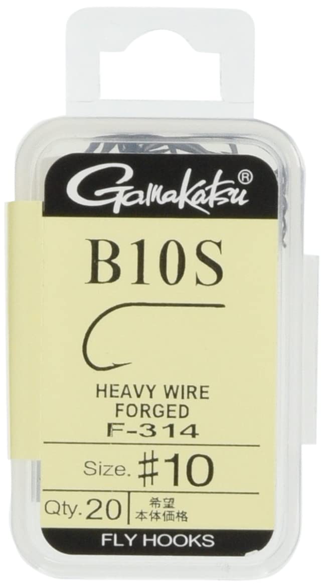 Gamakatsu F314 12882 Fly Hooks, B10S, No. 10, 20 Pieces, NS Black