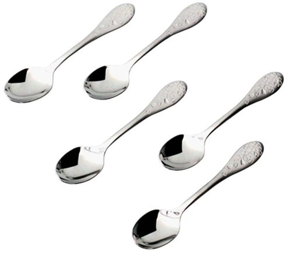 Shimomura Kihan 34555 Coffee Spoon, Sakura Pattern, Set of 5, 18-8 Stainless Steel, Made in Japan