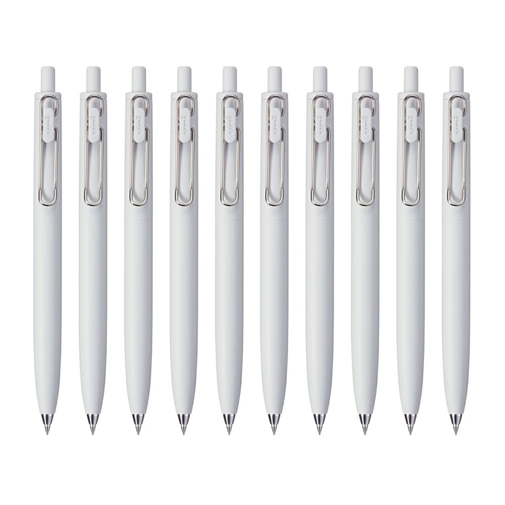 Uni-Ball One F, Gel Ink Ballpoint Pen, 0.38mm Extra Fine Point, Faded Grey (Purity), UMNSF38F.37, Pack of 10