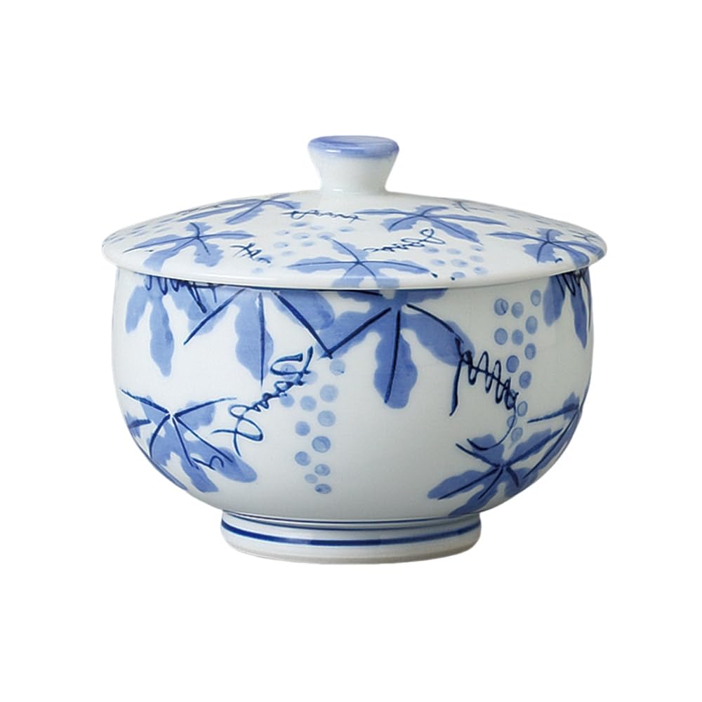 Ale-net Tea Cups, Sencha Bowl, With Lid, Arita Ware with Grape Lid, Porcelain, Dishwasher Safe, Microwave Safe, Porcelain, Made in Japan