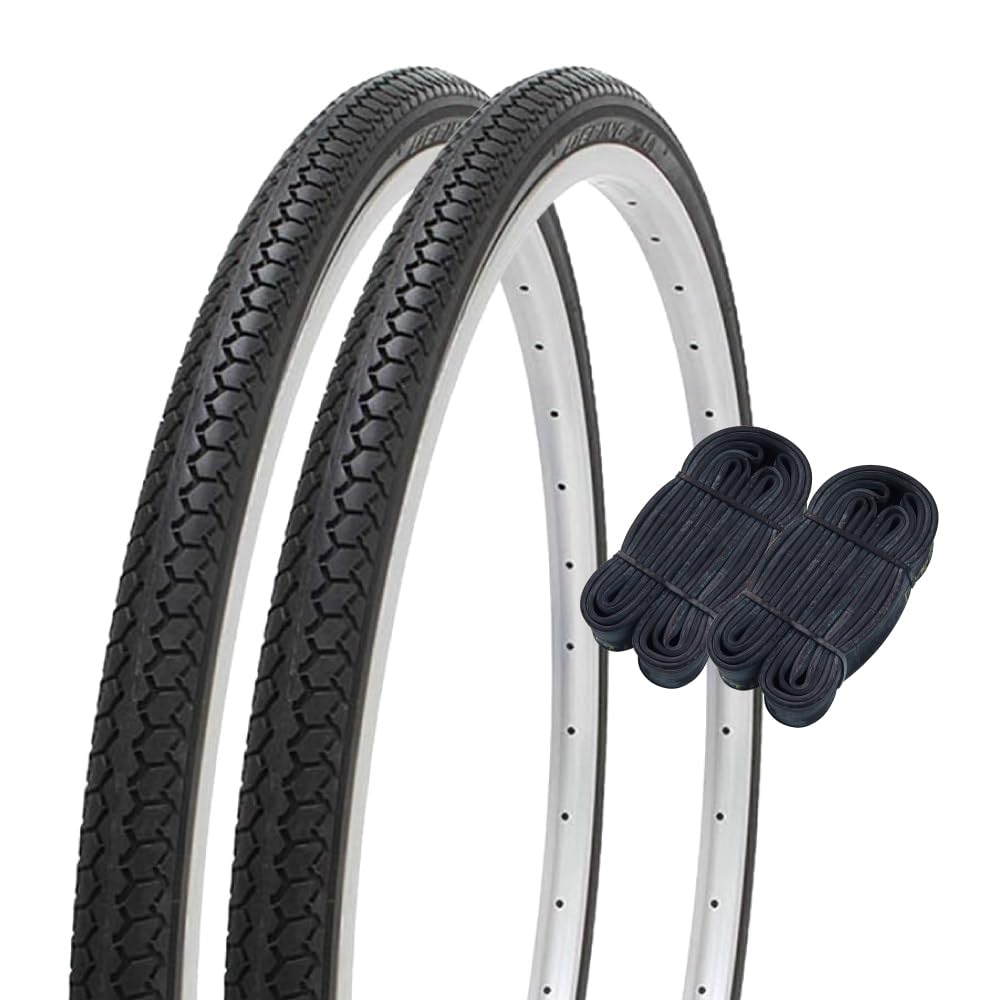 Shinko 60198 27 Inch Bicycle Tires, 0.05 inch (1.2 mm) Thick Tubes, Set of 2 Each Pair Roll, 1.0 x 1, 3/8, Black, W/O SR078