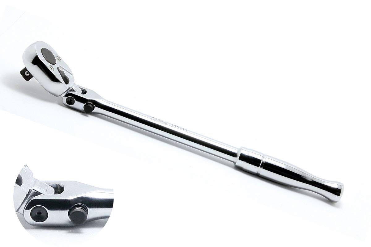 Ko-ken 3774PL 3/8 Sq. Dr. Ratchet Handle 24 teeth Locking Flexible Head Length 265mm Polished Handle