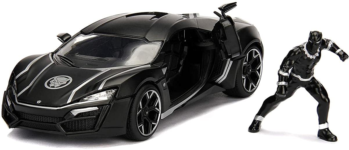 Jada Toys Marvel Black Panther & Lykan Hypersport Die-cast Car, 1:24 ScaleVehicle & 2.75 Collectible Figurine, (99723)