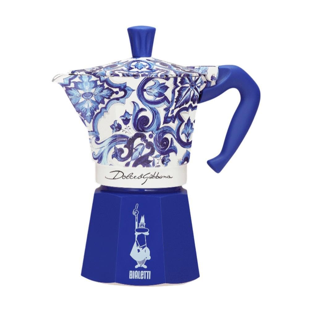 Bialetti Dolce & Gabbana Mocha Express Blue Mediterraneo for 6 Cups, Direct Fire (Coffee Maker, Espresso Makinetta)