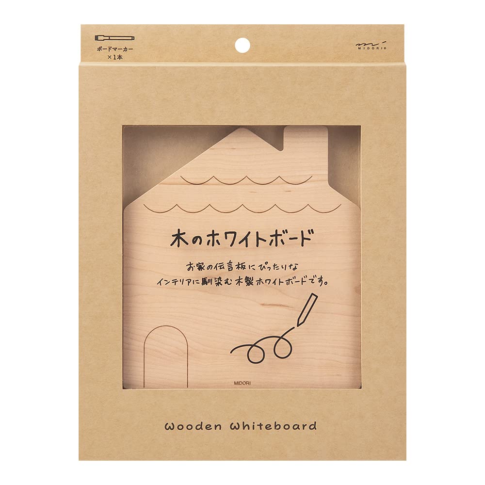 Midori 35435006 Dry Erase Board, M, Wood, House Pattern