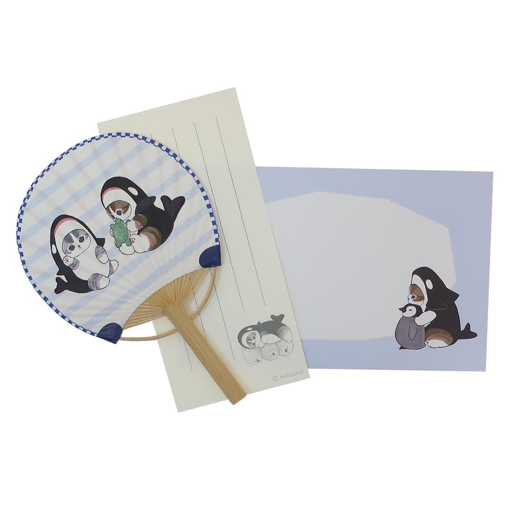 Bamboo Fan Greeting Card mofusand Mofsand [Orca Whale] Cute GR-91s