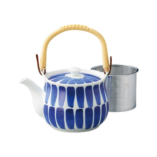 Ale-net Teapot Pot (Stainless Steel with Tea Strainer) 4.5 x 3.9 inches (11.5 x 10 cm), 23.6 fl oz (600 cc), Arita Ware, Brush SS4 Earthenware, Porcelain, Made in Japan, Fashionable