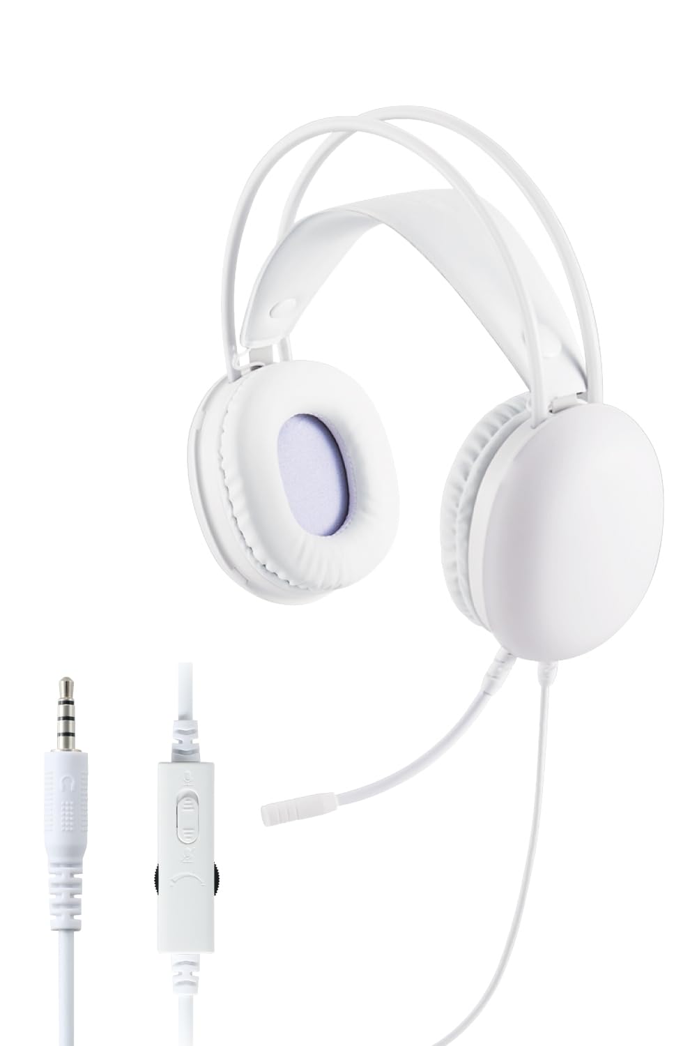 Elecom HS-G09STWH Gaming Headset, Wired 3.5mm LED Light, Supports PS5/PS4 Switch, Lightweight, Noise Reduction, Volume Controller, White