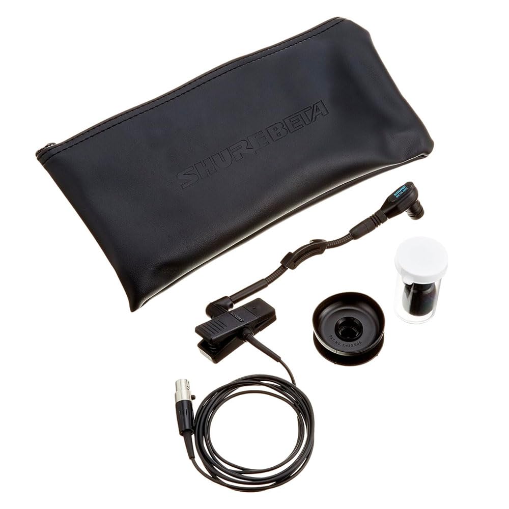 Shure Wireless BETA 98H/C Microphone - Miniature Instrument Mic with TA4F 4-pin mini XLR Connector, Cardioid Condenser, Clip-on with Gooseneck for Sax/Brass or Rim of Percussion (WB98H/C)