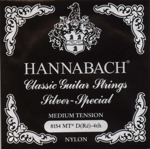 Hannabach 652524 Series 815 Medium Tension Silver Special Single D4 String for Classic Guitar