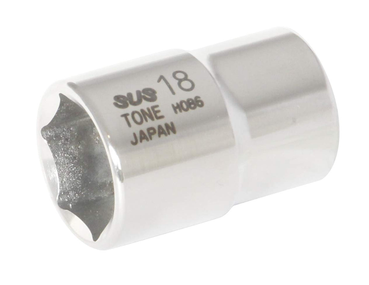 Stainless Steel 1/2" Drive 6 Point Metric Socket (S4V-18)