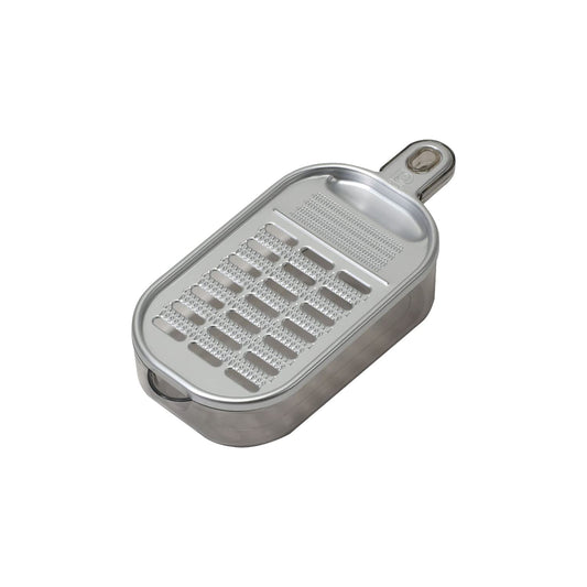 Pearl Metal CC-1612 CC-1612 Grater with Saucer, Aluminum, Daikon Radish, Condiment, 2-Way, Lightweight, Made in Japan
