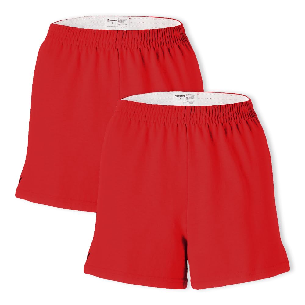 Soffe Women's Authentic Cheer Short, Red, X-Small (2-Pack)