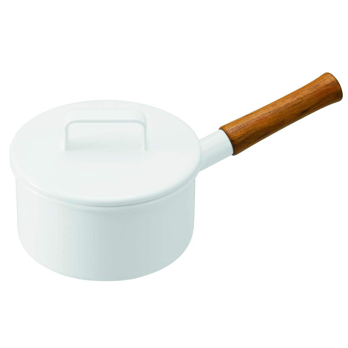 365methods YY-16S.W Single-Handle Pot, Sauce Pan, Enamel, 6.7 inches (17 cm), Induction Compatible, White