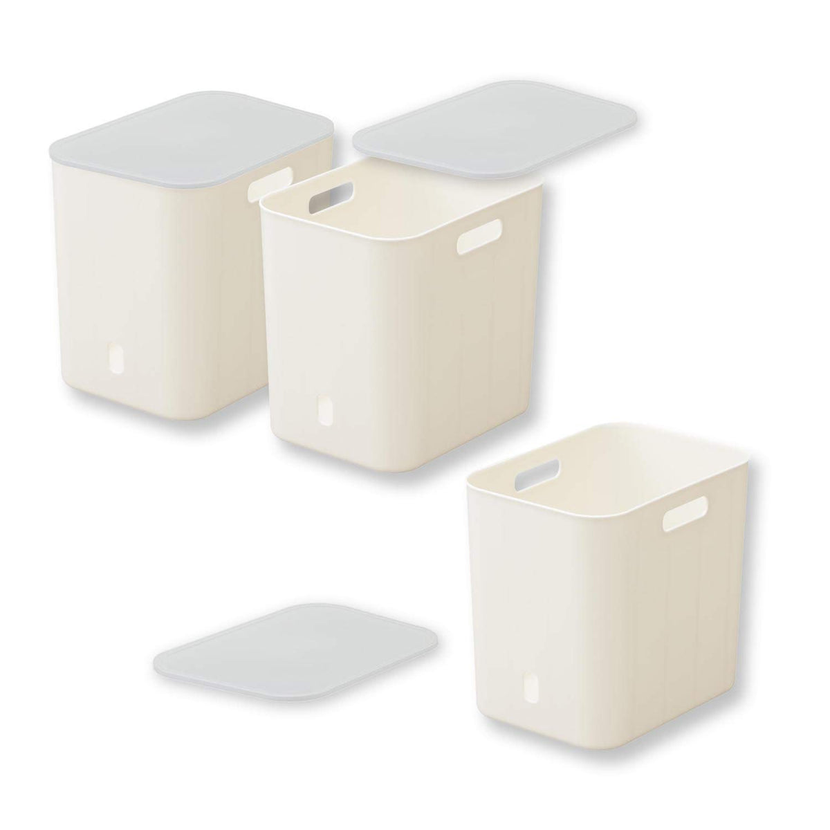 SANKA Squ+ ANIBS-SLWH-3P Soft InBox, Storage Box, SL, Color: White, Clear Lid, Set of 3 Each Lid (Main Unit: Depth 7.5 x Height 9.3 inches (26 x 19 x 23.5 cm), Polyethylene, Storage Case with Handle, Stylish, Drawer, Made in Japan