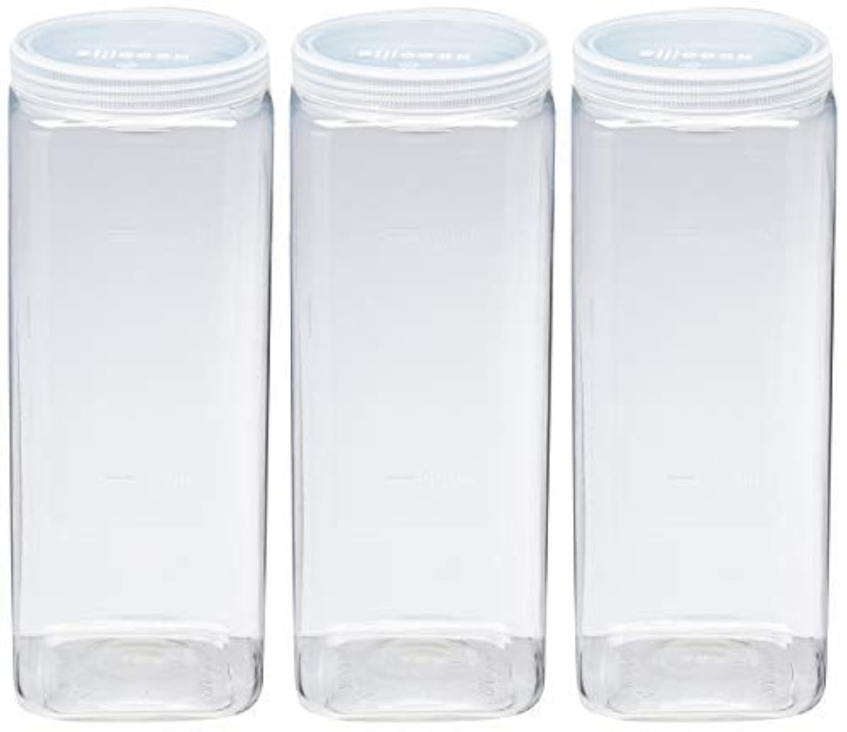 Silicook Clear Plastic Jar, Set of 3-40oz, Square Shaped, Transparent, Food Storage Container, Kitchen & Household Organization for Dry goods, Spices, Vegetables, Ingredients and More