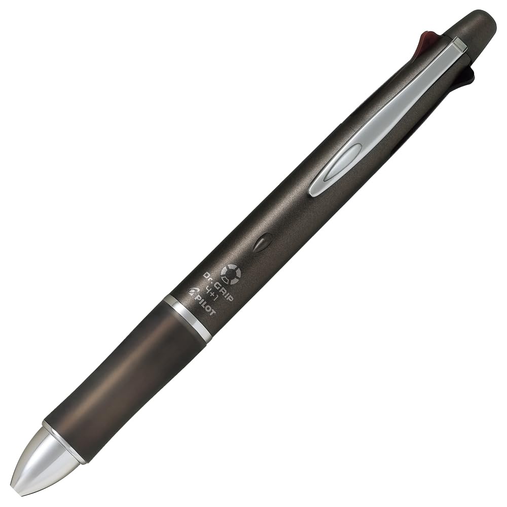 Dr. Grip 4+1 Oil-Based Ballpoint Pen, 0.5mm Extra Fine Point + Sharp 0.5mm New Color (Ash Metal Brown)